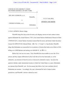 Law / Foreign Sovereign Immunities Act / Convention on the Privileges and Immunities of the United Nations / United Nations Stabilisation Mission in Haiti / Class action