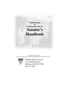 Classified Senate of Pittsburg State University Senator’s Handbook