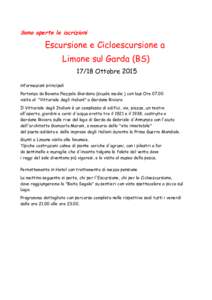 Sono aperte le iscrizioni  Escursione e Cicloescursione a Limone sul Garda (BSOttobre 2015 informazioni principali