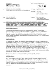 State of California DEPARTMENT OF TRANSPORTATION Business, Transportation and Housing Agency  Memorandum