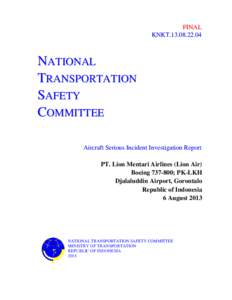 FINAL KNKT[removed]NATIONAL TRANSPORTATION S A FE T Y