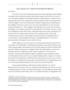 Book of Genesis / Jewish American military history / Judah P. Benjamin / John Slidell / Jefferson Davis / Judah / Louisiana / United States Constitution / Benjamin F. Jonas / Confederate States of America / Politics of the United States / United States