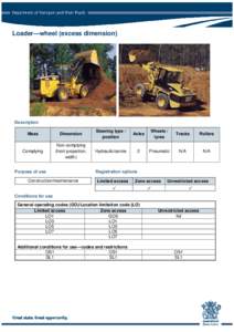 Loader—wheel (excess dimension)  Description Mass  Dimension