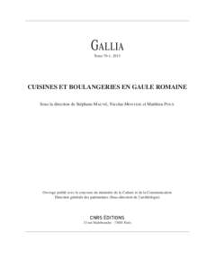 Gallia Tome 70-1, 2013 Cuisines et boulangeries en Gaule romaine Sous la direction de Stéphane Mauné, Nicolas Monteix et Matthieu Poux