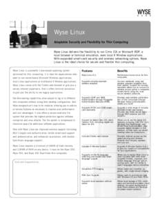 Wyse Linux Adaptable Security and Flexibility for Thin Computing Wyse Linux delivers the flexibility to run Citrix ICA or Microsoft RDP, a local browser or terminal emulation, even local X Window applications. With expan