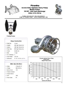 Piranha  Severe Duty Agitator Slurry Pump Model P-50-A 50 HP / 6&8 Inch Discharge 380v/415v 50 hz