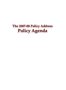 The[removed]Policy Address  Policy Agenda Policy Agenda Introduction