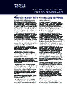 www.mccarter.com  CORPORATE, SECURITIES AND FINANCIAL SERVICES ALERT July 2014