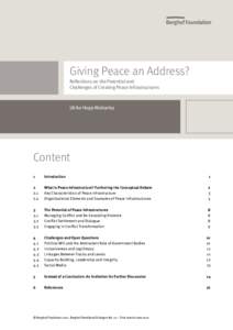 Giving Peace an Address? Reflections on the Potential and  Challenges of Creating Peace Infrastructures