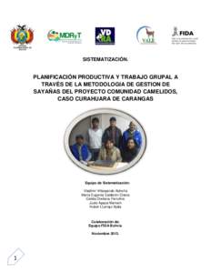 SISTEMATIZACIÓN.  PLANIFICACIÓN PRODUCTIVA Y TRABAJO GRUPAL A TRAVÉS DE LA METODOLOGIA DE GESTION DE SAYAÑAS DEL PROYECTO COMUNIDAD CAMELIDOS, CASO CURAHUARA DE CARANGAS