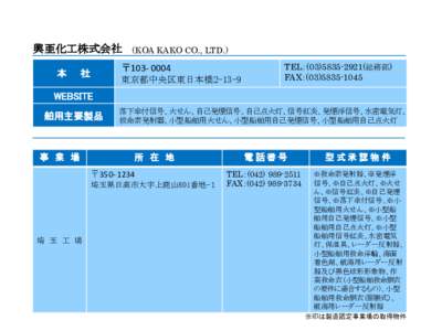 興亜化工株式会社 本 (KOA KAKO CO., LTD.)  〒