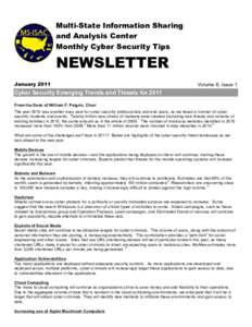Multi-State Information Sharing and Analysis Center Monthly Cyber Security Tips NEWSLETTER January 2011
