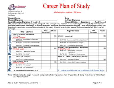 Administration & Information Support Pathway Administrative Assistant – 880 hours