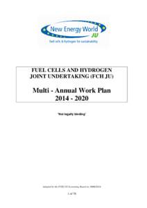 FUEL CELLS AND HYDROGEN JOINT UNDERTAKING (FCH JU) Multi - Annual Work Plan[removed] “Not legally binding”