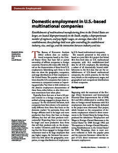 Monthly Labor Review, October 2011: Domestic employment in U.S.-based multinational companies