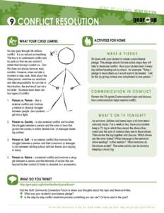 GEAR UP2-LEAR  9 CONFLICT RESOLUTION WHAT YOUR CHILD LEARNS: No one goes through life without conflict. It is as natural as breathing.