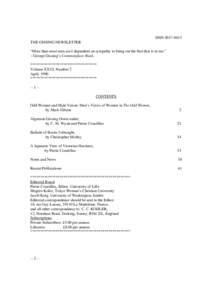 ISSN[removed]THE GISSING NEWSLETTER “More than most men am I dependent on sympathy to bring out the best that is in me.”