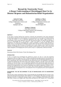 Tapia, et al.  Beyond the Trustworthy Tweet Beyond the Trustworthy Tweet: A Deeper Understanding of Microblogged Data Use by