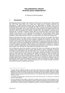 Has globalisation reduced monetary policy independence? - BIS Papers No 23, part 2 May 2005