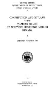 Constitution and Bylaws of the Te-Moak Bands of Western Shoshone Indians