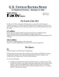 Facts for Features: The Fourth of July 2013