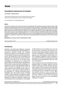 Review Preanalytical requirements of urinalysis Joris Delanghe*1, Marijn Speeckaert2