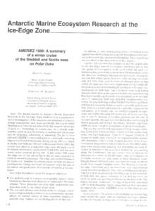Antarctic Marine Ecosystem Research at the Ice-Edge Zone____________________________ AMERIEZ 1988: A summary of a winter cruise of the Weddell and Scotia seas
