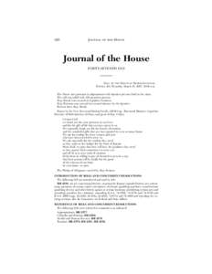 420  JOURNAL OF THE HOUSE Journal of the House FORTY-SEVENTH DAY