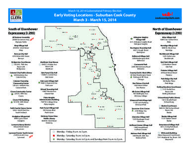 March 18, 2014 Gubernatorial Primary Election  Early Voting Locations - Suburban Cook County