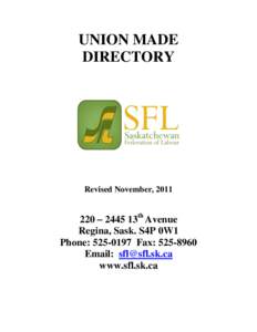 UNION MADE DIRECTORY Revised November, [removed] – 2445 13th Avenue