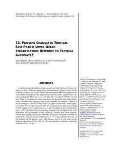 12. PLIOCENE CHANGES IN TROPICAL EAST PACIFIC UPPER OCEAN STRATIFICATION: RESPONSE TO TROPICAL GATEWAYS?