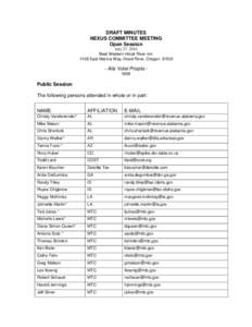DRAFT MINUTES NEXUS COMMITTEE MEETING Open Session July 27, 2010 Best Western Hood River Inn 1108 East Marina Way, Hood River, Oregon 97031