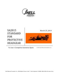 SA2015 STANDARD FOR PROTECTIVE HEADGEAR