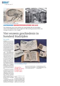 17 januari 2015 , pag. 18  ¬ De vlo uit Robert Hooke’s Micrographia uit 1665. ¬ Tussen 1898 en 1914 groeide de boekencollectie naarstuks.