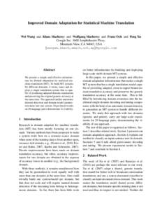 Computational linguistics / Machine learning / Parts of speech / Domain-specific language / BLEU / Machine translation / Classifier / Statistical classification / Domain / Artificial intelligence / Linguistics / Science