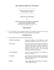 THE COMPANIES ORDINANCE (CHAPTER 32) ________________________________ Company Limited by Guarantee and Not Having a Share Capital ________________________________