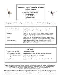SPRINGDALE BALLET and DANCE ACADEMY FITNESS CLASSES at STAMFORD TWIN RINKS Caitlin Roberts