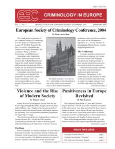 ISSN[removed]Newsletter of the CRIMINOLOGY INCRIMINOLOGY