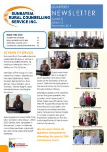 QUARTERLY  NEWSLETTER SunRCS Edition 12 December 2014