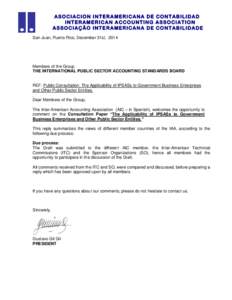 ASO CIACION I NTERAMERICA NA DE CONTABILI DAD I NTERAM ER ICAN A CCOUNTING ASSO CIATION AS SOCIAÇÃO INTE RA MERICANA DE CO NTABILI DADE San Juan, Puerto Rico, December 31st, 2014  Members of the Group