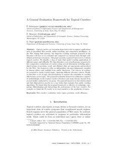 A General Evaluation Framework for Topical Crawlers P. Srinivasan ([removed])∗ School of Library & Information Science and Department of Management