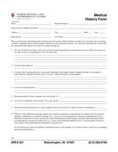 Medical History Form (PLEASE PRINT) Name: ____________________________________