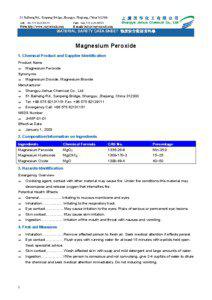 Magnesium Peroxide 1. Chemical Product and Supplier Identification Product Name