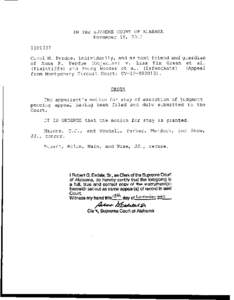 IN THE SUPREME COURT OF ALABAMA November 18, [removed]C a r o l M. Perdue, i n d i v i d u a l l y , and as next f r i e n d and g u a r d i a n of Anna K. Perdue (Objector) v. L i s a N i x Green e t a l . ( P l a i