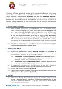 Tribunal de Contas do Município de São Paulo ISO 9001 EDITAL N° 01, DE 29 DE MAIO DE 2015