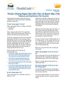 Tetanus and Diphtheria (Td) Vaccine - HealthLinkBC File #18a - Vietnamese version