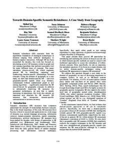 Computational linguistics / Linguistics / Semantic similarity / Statistical distance / Geographic data and information / Semantics / Natural language processing / Geographic information system / Geographic information science / Word-sense disambiguation / Academia / Language