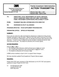 Family Investment Administration Department of Human Resources 311 West Saratoga Street Baltimore MD[removed]Control Number: # 11-23