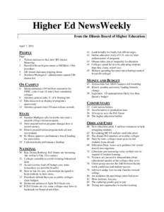 Higher Ed NewsWeekly from the Illinois Board of Higher Education April 7, 2011 PEOPLE Page