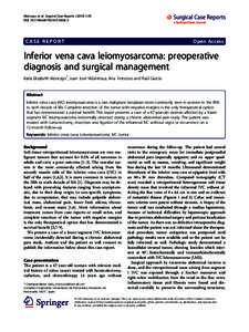 Inferior vena cava / Leiomyosarcoma / Retroperitoneal space / Renal vein / Hepatic vein / Soft-tissue sarcoma / Liver / Venae cavae / Inferior vena cava filter / Medicine / Oncology / Sarcoma
